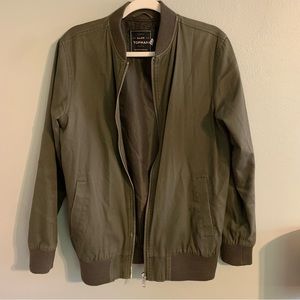 Topshop Topman olive green bomber jacket